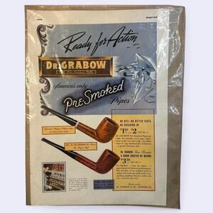 Dr. Grabow Presmoked Pipe Ad 1942 WW2 Tobacciana Esquire Magazine Christmas